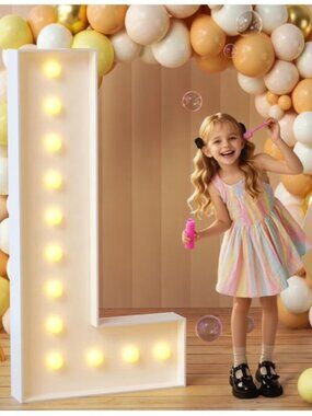 Imprsv 4ft Light Up Marquee Letter L With Foam Board & Bulb String For Events